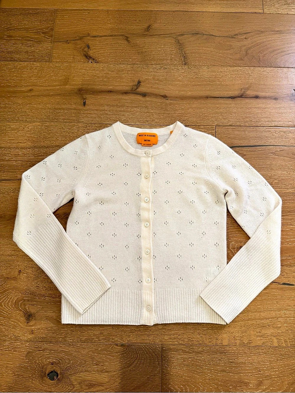 Guest in Residence Jane Pointelle 100% Cashmere Cardigan - size Medium